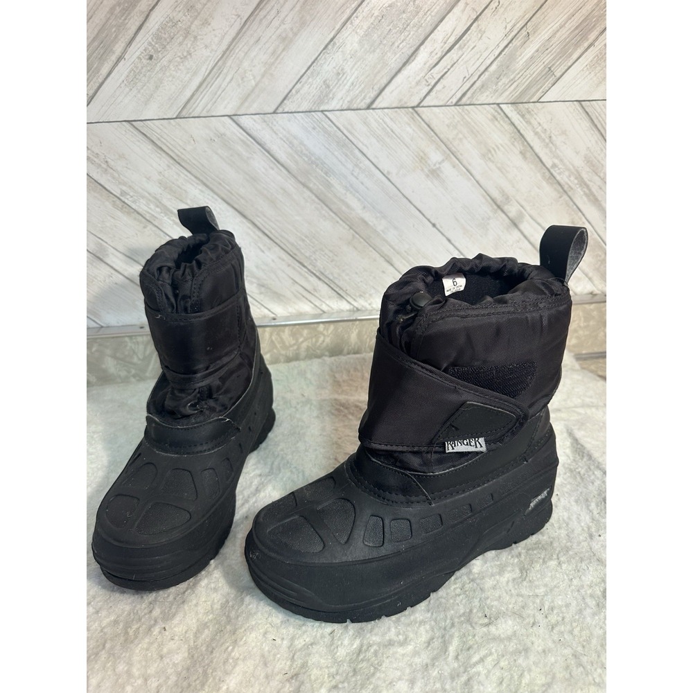 Ranger Snow Boots Mens Size 6 Black Front Zip Rubber Shell Winter Traction